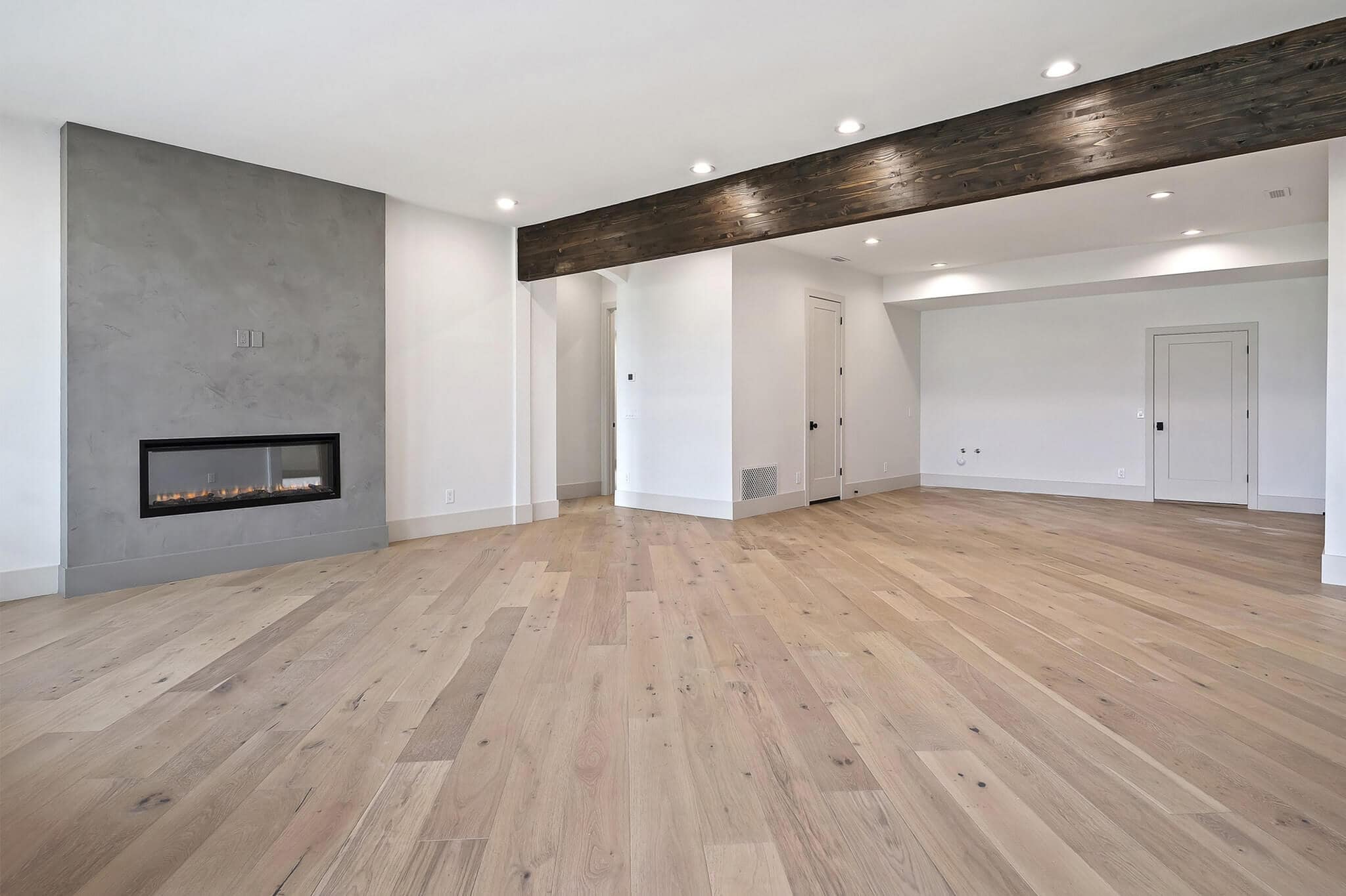Empty modern living room using winter oak panels
